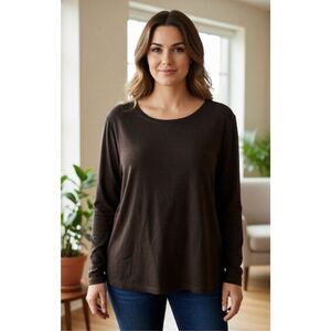 Talbots Long Sleeve Tee Shirt Black Plus Size 3X Wardrobe Staple
